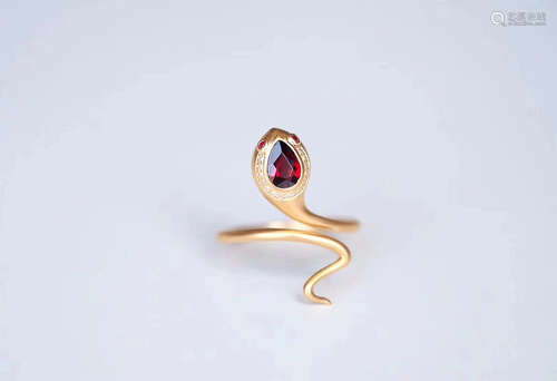 GARNET DIAMOND 18K RING