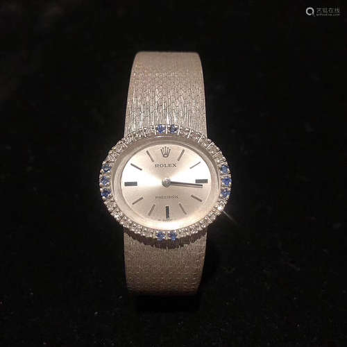 ROLEX 18K DIAMOND AND SAPPHIRE MECHANICAL WATCH