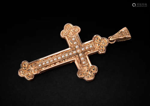 GOLD CROSS WITH PEARL INLAID