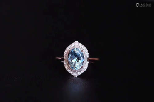 18K AQUAMARINE DIAMOND RING