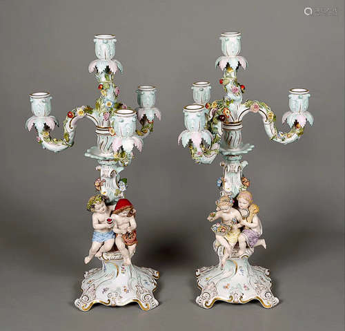 MEISSEN PORCELAIN CANDLE STANDS