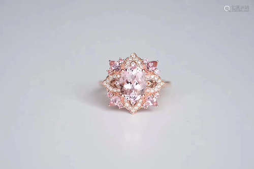 18K DIAMOND PINK BERYL RING