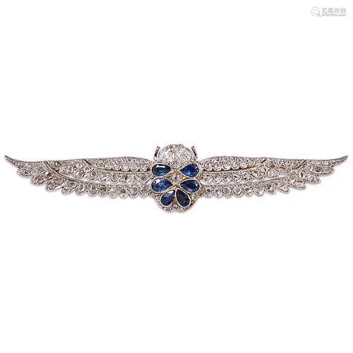 SCARAB BROOCH 18K DIAMOND AND SAPPHIRE