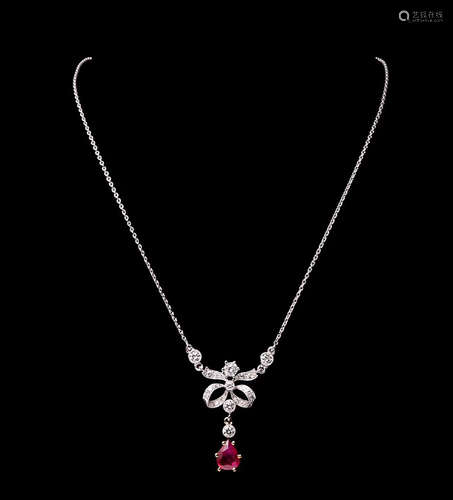 FRENCH PT RUBY DIAMOND PENDANT