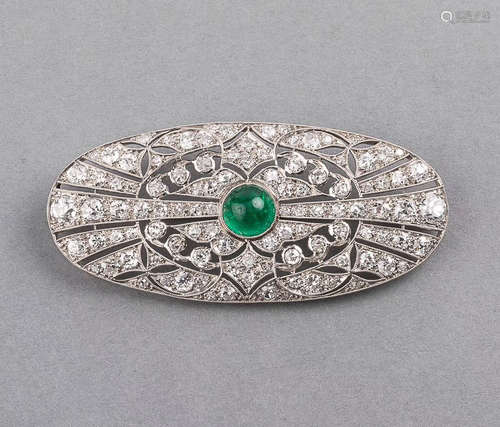 EMERALD DIAMOND BROOCH