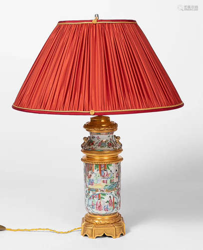 FRENCH COLOR PORCELAIN GILT BRONZE TABLE LAMP