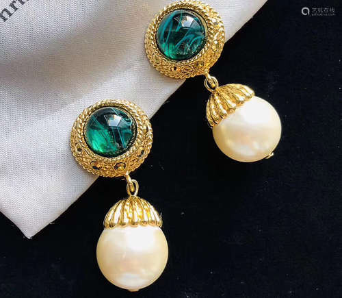 HANDMADE GLASS AND PEARL EARRINGS