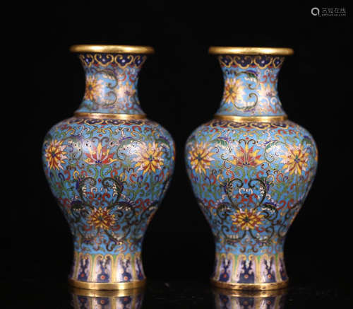 QIANLONG NIAN ZHI MARK CLOISONNE WARP FLOWER PATTERN BOTTLE FOR 2