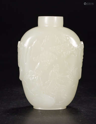 WHITE HETIAN JADE SNUFF BOTTLE 7*5*2/103G