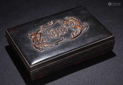 ZITAN WOOD DRAGON PATTERN COVER BOX