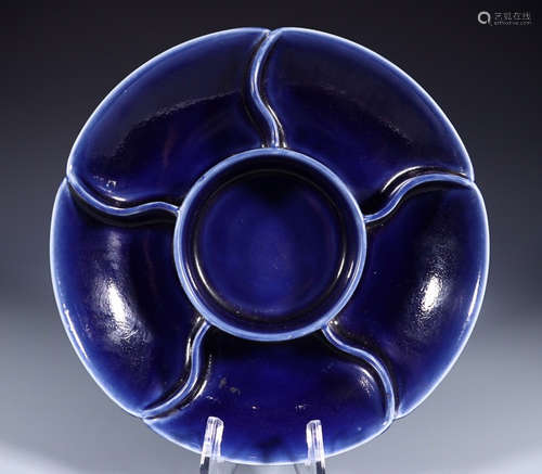 DAQING YONGZHENG NIAN ZHI MARK SAPPHIRE BLUE PLATE