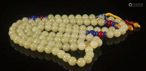 YELLOW HETIAN JADE 108 ROUND BEADS