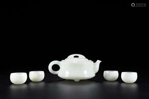 HETIAN JADE TEA POT * CUP SET FOR 5