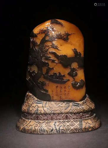 TIANHUANG STONE & BLACK SHELL ORNAMENT