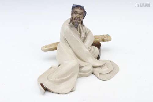 [CHINESE] CHEN HAO MARKED SHI WAN KILN MADE OLD CHINESE MUSICIAN STATUE L:8.8