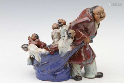 [CHINESE]A SHI WAN KILN MADE BOY STATUE ORNAMENT L:9