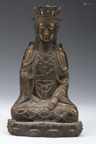 [CHINESE] JING PING ER NIAN ER YUE MARKED BRONZE BUDDHA STATUE L:5.5