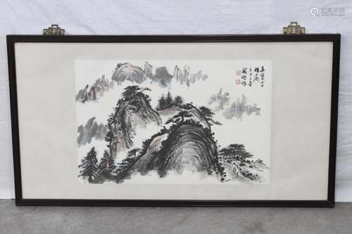 [CHINESE]GUAN XIAO FENG MARKED TRADITIONAL CHINESE PAINTING OF MOUNTAIN AND PINE L:43