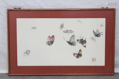 [CHINESE]A TRADITIONAL CHINESE SILK EMBROIDERY PAINTING OF BUTTERFLY L:29