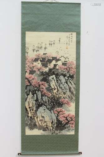 [CHINESE]SONG WEN ZHI MARKED WATER COLOR PAINTING OF DONG TING LAKE W:25.75