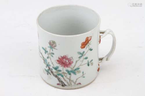 [CHINESE]GUANG XU NIAN ZHI MARKED FAMILLE ROSE PORCELAIN CUP PAINTED WITH FLOWER AND BIRD PATTERN L:5