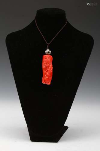 [CHINESE] CARVED CORAL PENDANT L:1