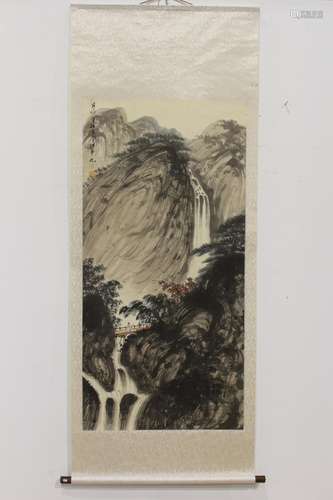 [CHINESE]FU BAO SHI MARKED TRADITIONAL CHINESE INK PAINTING OF LANDSCAPE W:25.75