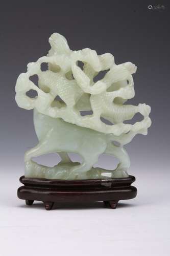 [CHINESE] 20TH CENTURY STYLED JADE CARVED ORNAMENT (640g) L:5