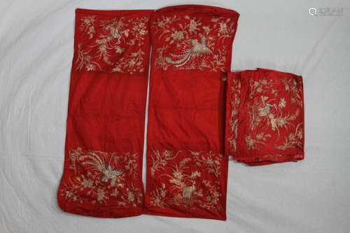 [CHINESE] A SET OF QING DYNASTY STYLED EMBROIDERY TABLE CLOTH WITH PHONENIX AND FLOWER PATTERN (TOTAL 8 ITEMS AND MEASURE BY THE LARGEST ITEM) L:54