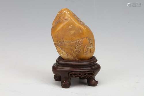 [CHINESE]A LATE 19TH CENTURY STYLED SHOU SHAN STONE CARVED ORNAMENT(168g) L:2.35