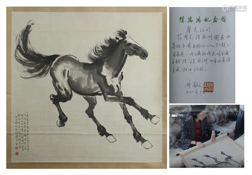 CHINESE SCROLL PAINTING OF HORSE WITH SPECIALIST'S CERTIFICATE