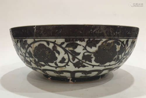 CHINESE PORCELAIN RED UNDER GLAZE FLOWER BOWL