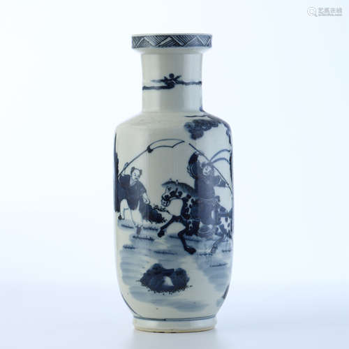 CHINESE PORCELAIN BLUE AND WHITE FIGURES VASE