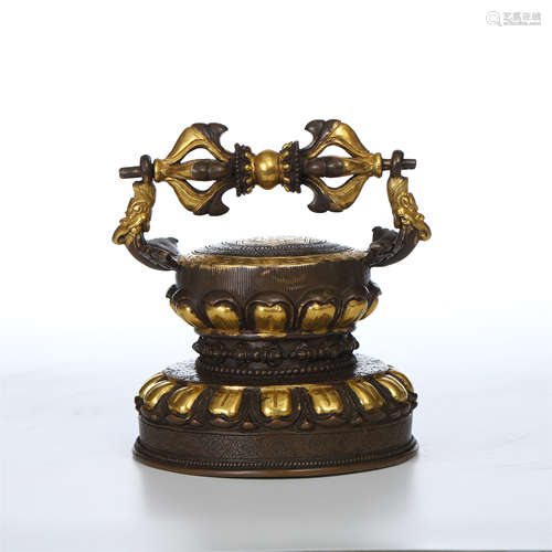 CHINESE GILT BRONZE BUDDHIST RITAL VESSEL