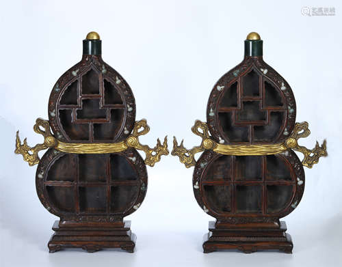 CHINESE HARDWOOD HUANGHUALI GOURD SHAPED SHOWCASE