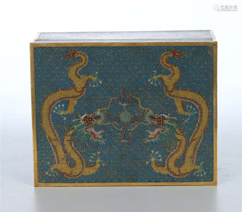 CHINESE CLOISONNE DRAGON SQUARE CASE