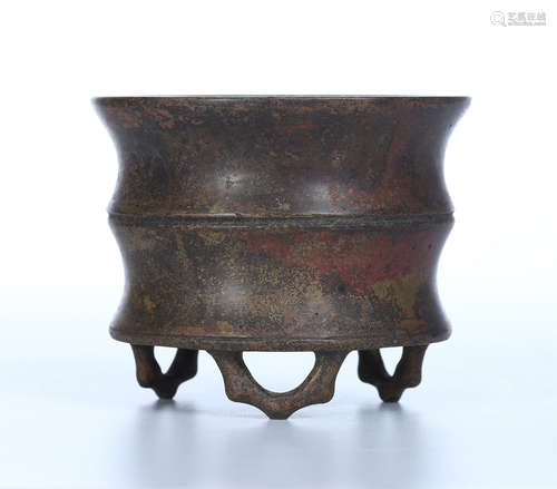 CHINESE BONRZE TRIPLE BAMBOO FEET CENSER