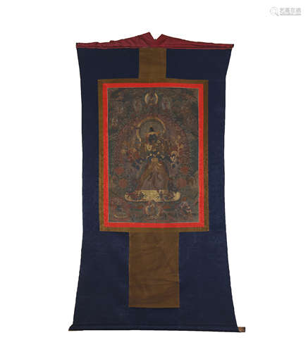 TIBETAN THANGKE OF STANDING BUDDHA