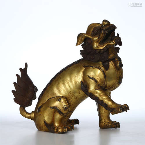 CHINESE GILT BRONZE LION