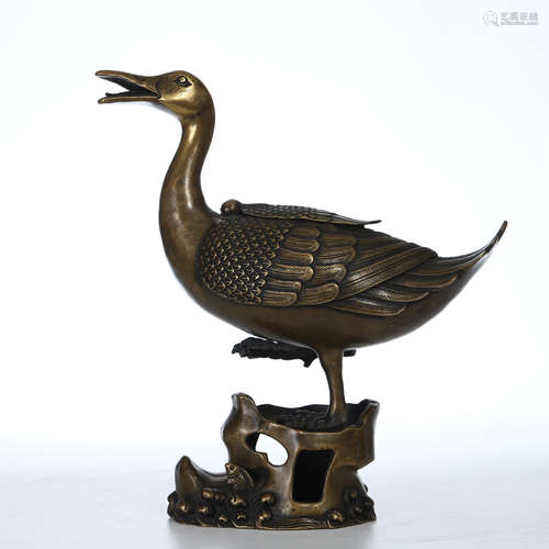 CHINESE BRONZE DUCK INCENSE CAGE