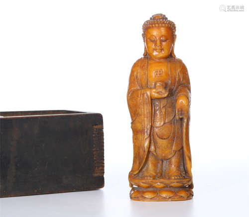 CHINESE SOAPSTONE STANDING BUDDHA