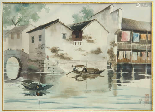 CHINESE WATERCOLOR OF LANDSCAPE