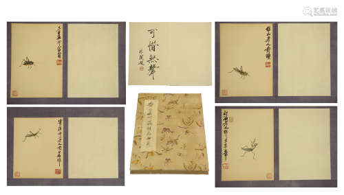 ELEVEEN PAGES OF CHINESE ALBUM PAINTING OF INSECT