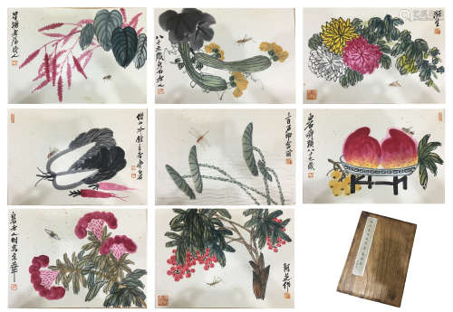 SIXTEEN PAGES OF CHINESE ALBUM PAINTING OF FLOWER