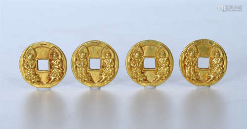 FOUR CHINESE PURE GOLD COINS