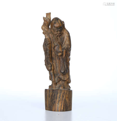 CHINESE WOOD STANDING GOD OF LENGIVITY