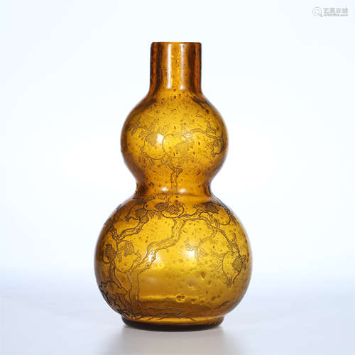 CHINESE BROWN PEKING GLASS DOUBLE GROUD VSAE