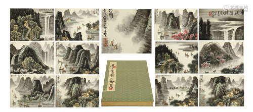 TWEENTY PAGES OF CHINESE ALBUM PAINTING OF MOUNTAIN VIEWS