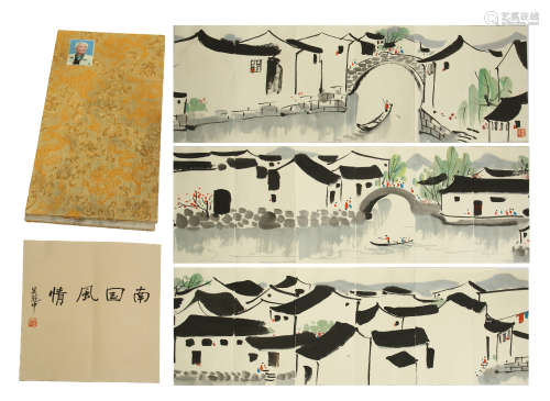 TWEENTY-FOUR PAGES OF CHINESE ALBUM PAINTING OF LANDSCAPE