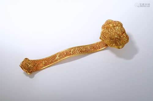 CHINESE GILT BRONZE RUYI SCEPTER